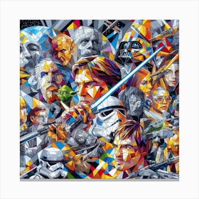 Star Wars, a cubist collage of Star Wars characters and scenes Canvas Print