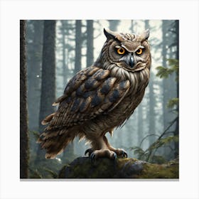 Owl In The Forest 138 Canvas Print