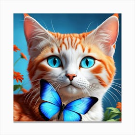 Cat With Butterfly Canvas Print