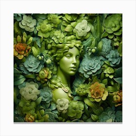 Green Woman In A Garden Canvas Print