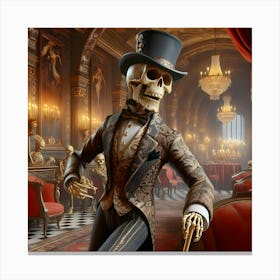 Skeleton In Top Hat 10 Canvas Print