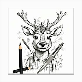 Deer Drawing 28 Canvas Print