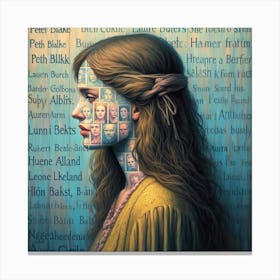 woman face, she pretends not to suffer, Peter Blake, Beth Conklin, Laurel Burch, Anni Albers, Helene Beland, Leon Bakst, Agnes Cecile. 1 Canvas Print