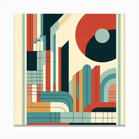 Retro Inspired Geometric Abstract Art With Bold Colors And Clean Lines, Style Mid Century Modern Art 3 Canvas Print