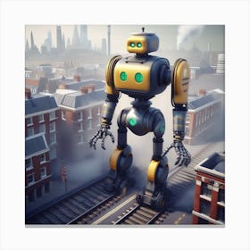Robot On Train Tracks 4 Canvas Print