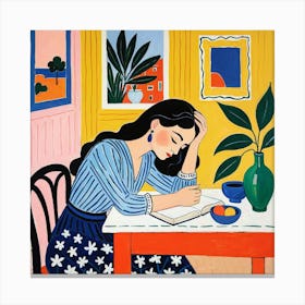 Woman Reading A Book 9 Canvas Print