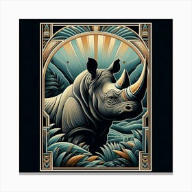 Rhino Print in Art Deco style Canvas Print