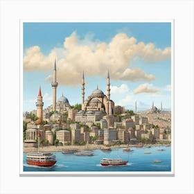 Turkish City paintings 3 Canvas Print