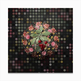 Vintage Cherry Flower Wreath on Dot Bokeh Pattern n.0518 Canvas Print