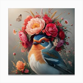 Bird In A Flower Crown Canvas Print