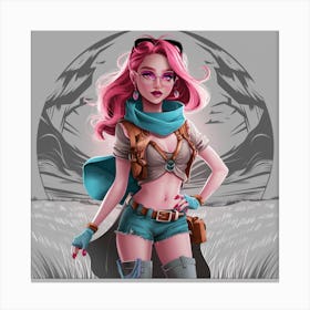 Girl With Pink Hair 5 Canvas Print