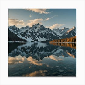 Reflection Of Mountains In A Lake Canvas Print