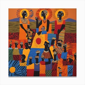 African Quilting Inspired Folk Art, 1218 Canvas Print