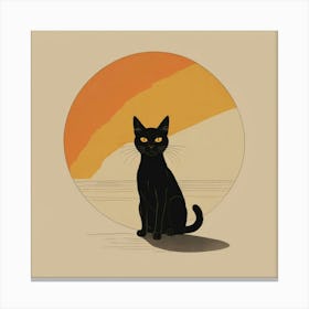 Black Cat At Sunset 2 Canvas Print