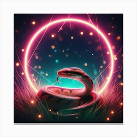 Snake in neon circle Canvas Print