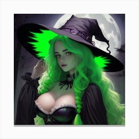 Witch With Green Hair Canvas Print
