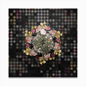 Vintage Pink Rosebush Flower Wreath on Dot Bokeh Pattern n.0678 Canvas Print