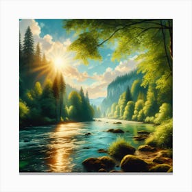 River In The Forest 1 Canvas Print