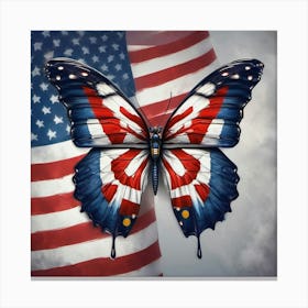 Butterfly With american Flag Canvas Print