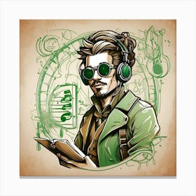 Steampunk Man With Headphones Canvas Print