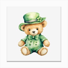 St Patrick'S Day Teddy Bear 4 Canvas Print