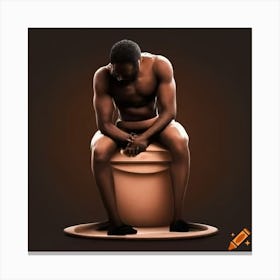 Man Sitting On A Pot Canvas Print