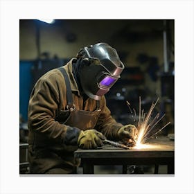 Welder Working With Sparks Canvas Print