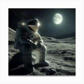 Astronaut On The Moon Canvas Print