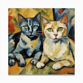 Two Cats Modern Art Cezanne Inspired Canvas Print