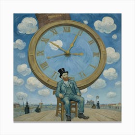 The Clock of Eternity: A Surreal Encounter Canvas Print