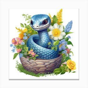 Blue Snake In A Basket Canvas Print