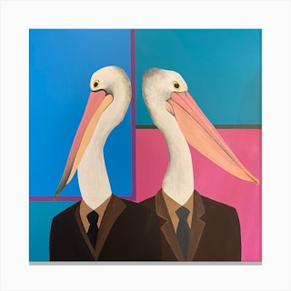 Pelicans Square Canvas Print