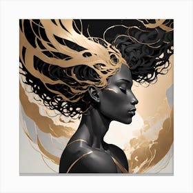 Woman In Gold And Black Canvas Print