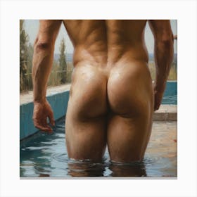 Nude Muscular Man, nice butt Canvas Print