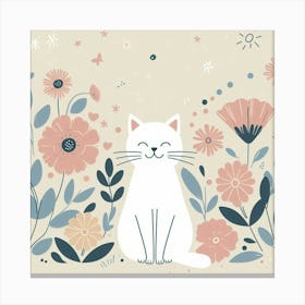 Cat In Flowers 1 Canvas Print