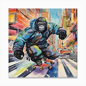 Gorilla On Skateboard Canvas Print