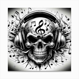 Skull With Headphones 2 Canvas Print