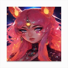 Anime Girl With Horns Canvas Print