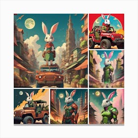 Rabbits In The City Canvas Print