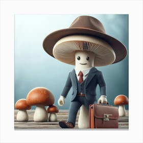 Businessman With Briefcase And Mushrooms Canvas Print