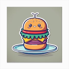 Cartoon Burger Vector Illustration 5 Canvas Print