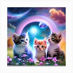 Kittens On The Moon Canvas Print