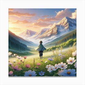 Girl In The Mountains Canvas Print