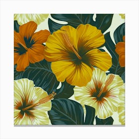 Seamless Pattern With Hibiscus Canvas Print