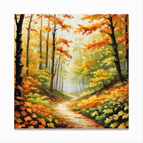 Forest In Autumn In Minimalist Style Square Composition 198 Canvas Print