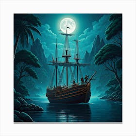 Pirate Ship At Night 1 Canvas Print