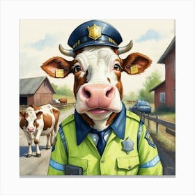 Police Officer Cow Canvas Print