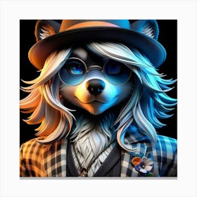 Wolf In A Hat Canvas Print