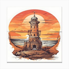 Lighthouse At Sunset Canvas Print