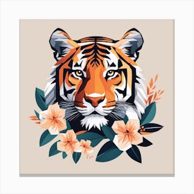 Floral Tiger Low Poly Painting (6) Canvas Print